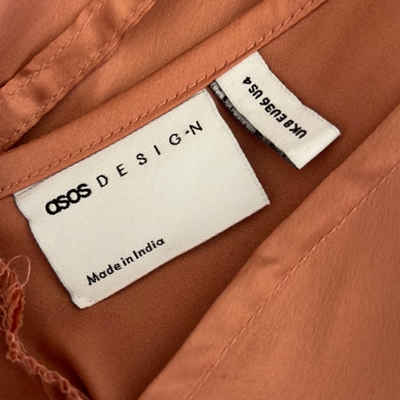 ASOS DESIGN satin tiered trapeze midi smock dress in dusky pink
 Size 4 NWOT. - Picture 4 of 11